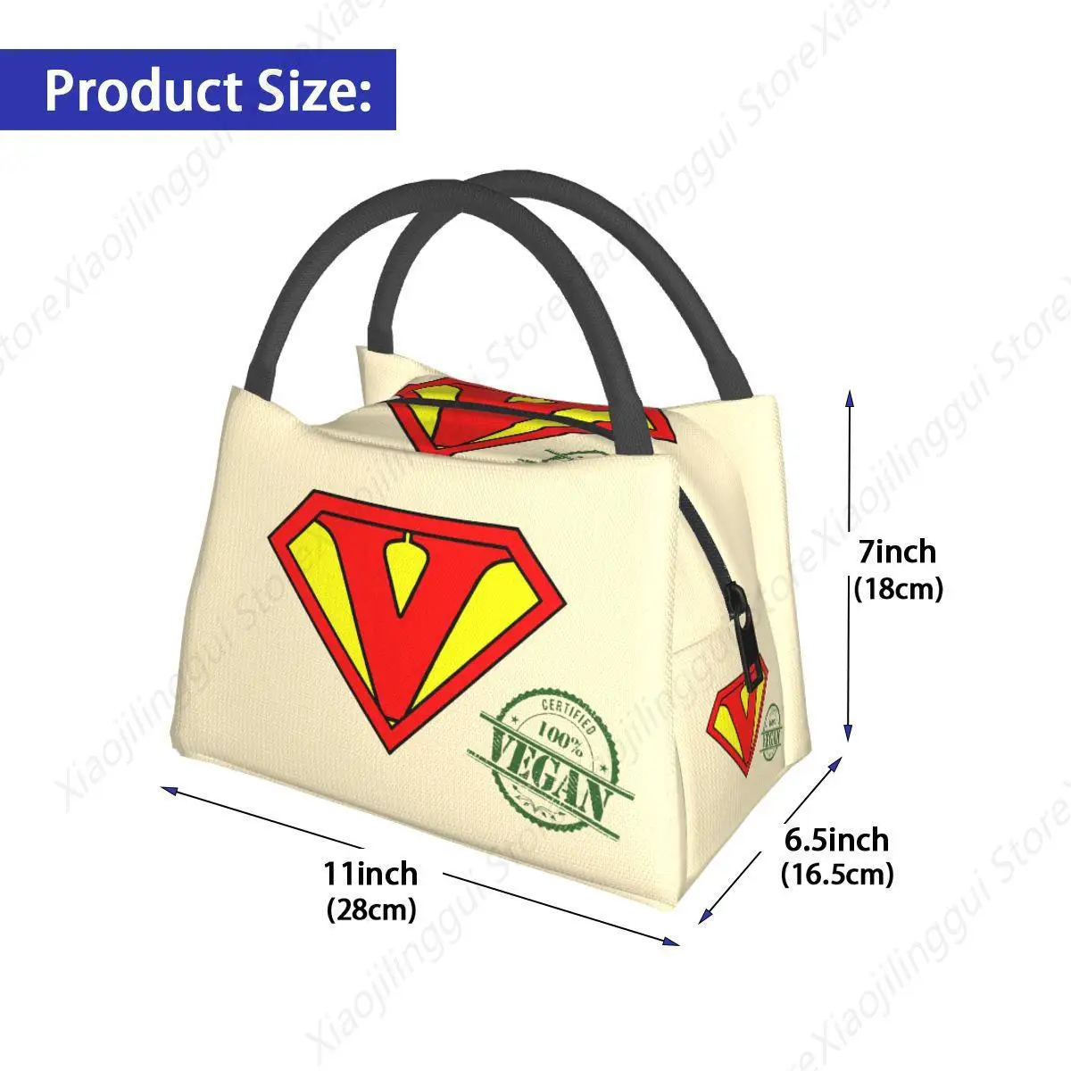 Vegetarian Certified 100% Vegan Lunch Bag Portable Insulated Canvas Cooler Bags Veganism Thermal School Lunch Box