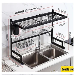 Kitchen Sink Dish Drain Organizer Rack Stainless Steel Tableware Drain Storage Rack Practical Kitchen Accessories Adjustable