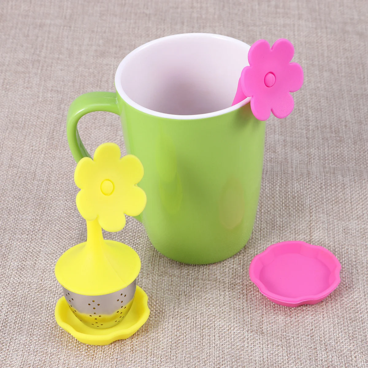 

4PCS Tea Infuser Filter Brewer Accessories Stainless Steel Strainer Tea Making Tools Food Grade Silicone Heat Resistant