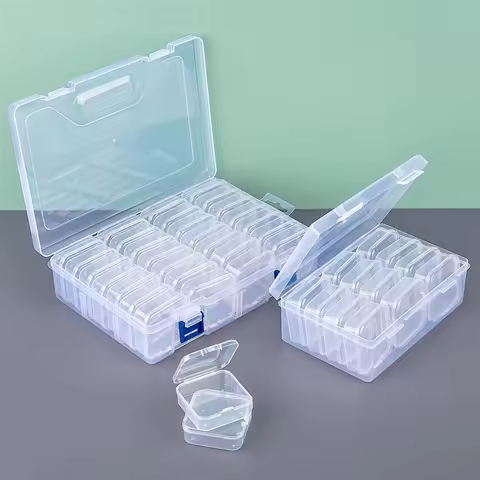 4/10/12/15/28pcs In 1 Set Beaded Storage Box Nail Art Jewelry Earring Beads Storage Bottle DIY Diamond Painting Rhinestone Craft