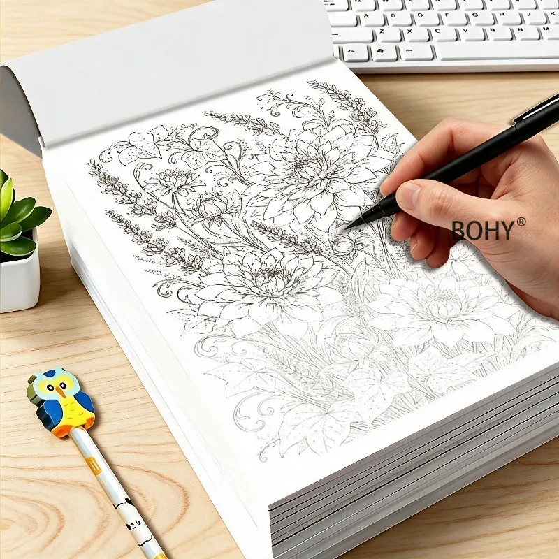 1 Adult Decompression Multi Style Copying and Coloring Graffiti Album A5 Size 24 Pages Suitable for Novice Hand Drawing Practice
