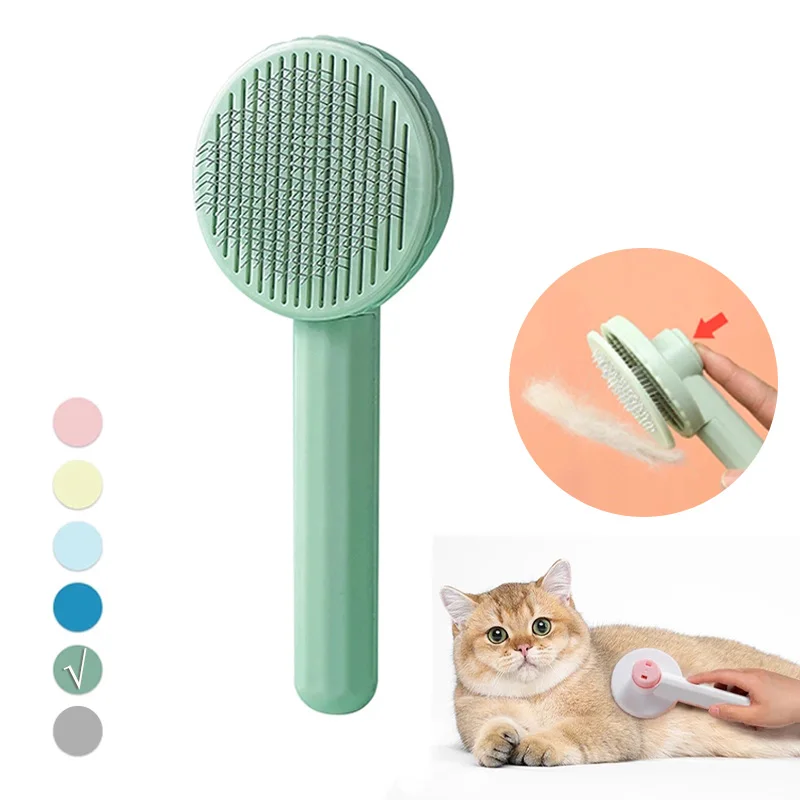 Pet Hair Removal Comb Cat Brush Self Cleaning Slicker Brush for Cats Dogs Hair Remover Scraper Pet Grooming Tool Cat Accessories