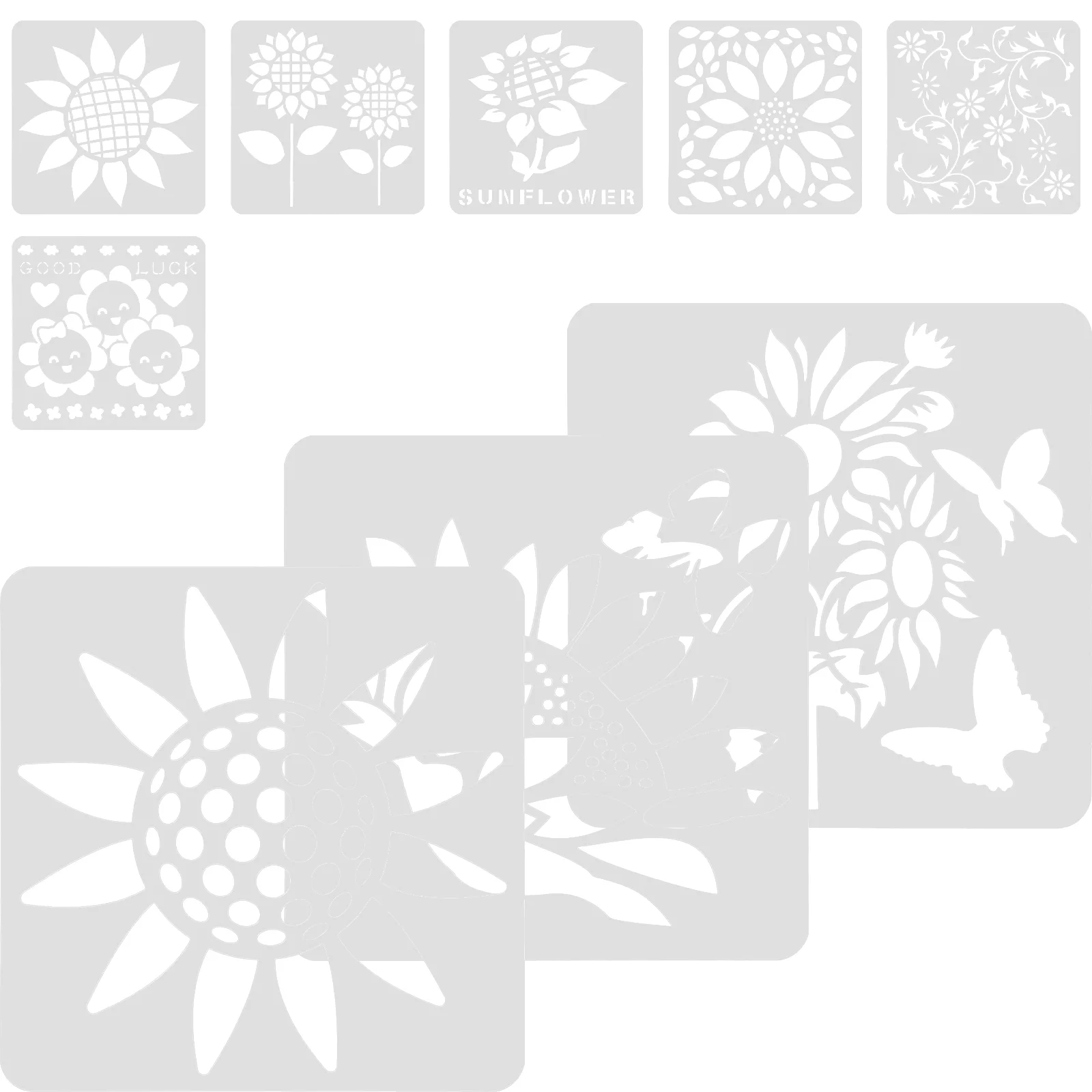 9 Pcs Hollow Out Sunflower Template Child The Pet Stencils for Painting on Wood