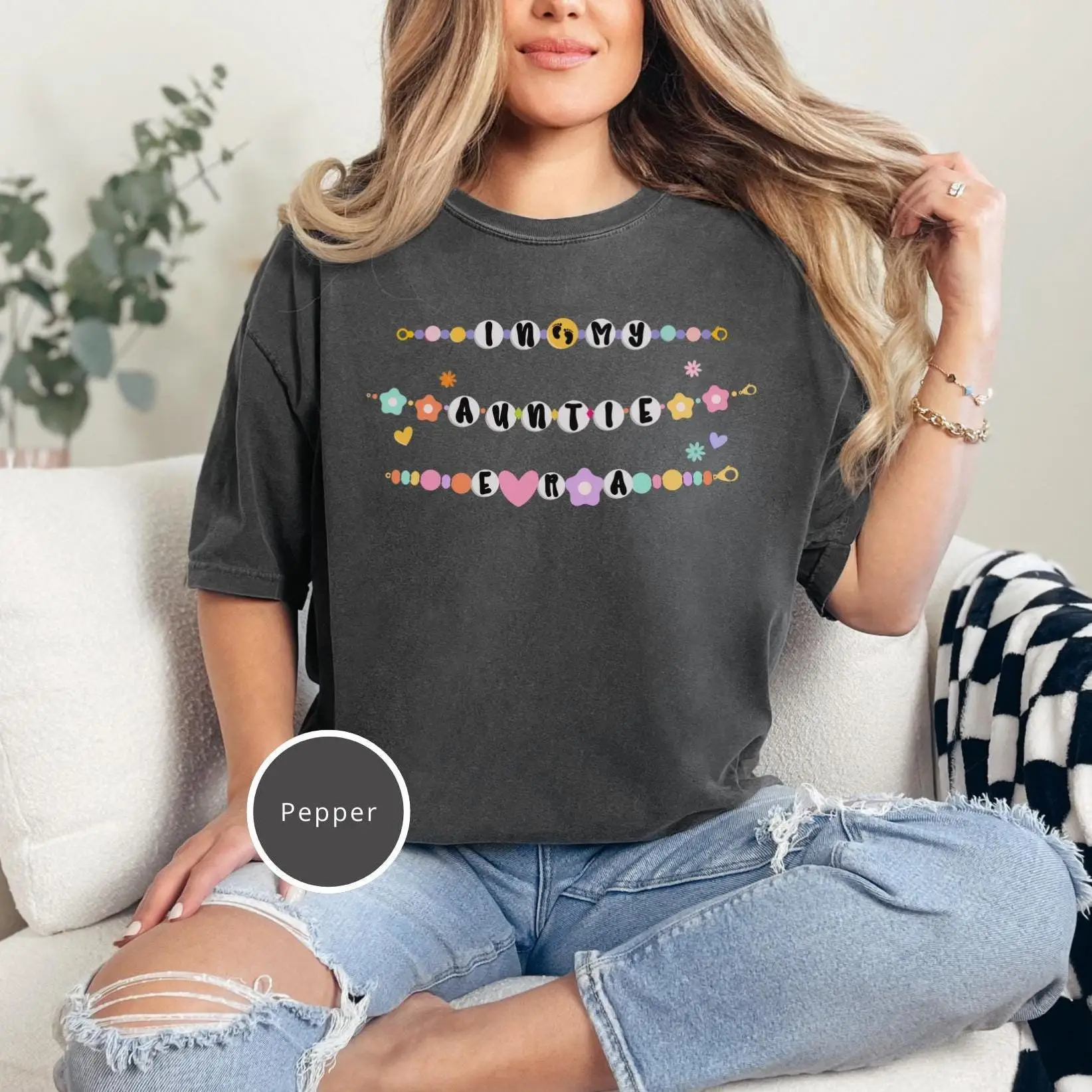 Comfort Colors Pregnancy Announcing T Shirt for New Auntie Friendship Bracelet Baby Reveal to Aunt In My Era