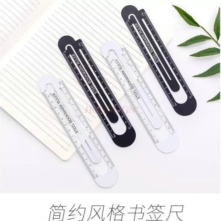 4pcs Simple metal bookmark ruler, straight ruler, student office stationery measuring, steel ruler, soft grid ruler