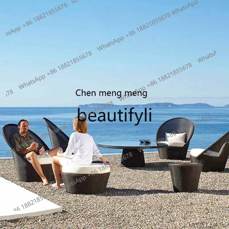 

CC Furniture Rattan Sofa Set Villa Garden Courtyard Leisure Living Room Imitation Rattan Chair