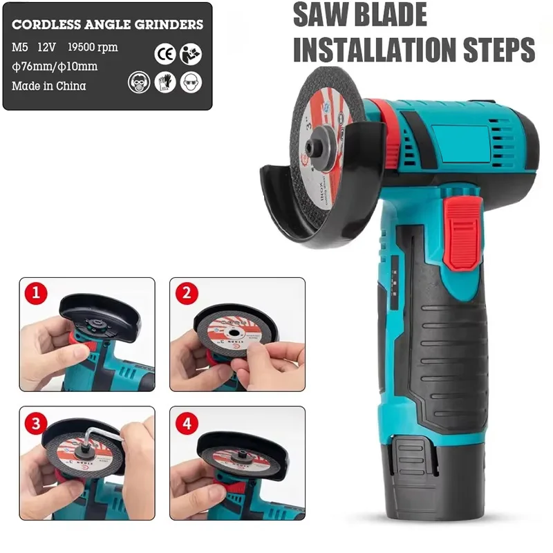 Brush motor mini Angle grinder Micro Filling Grinder for Diamond Cutting, 12V Wireless Power Tool