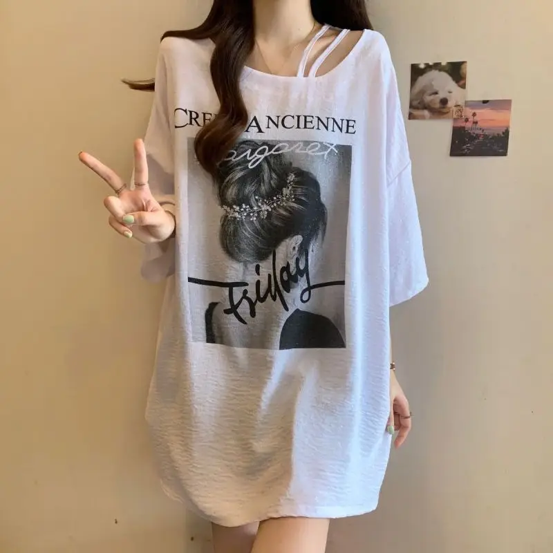 Women Summer Simplicity Loose Large Size Appear Thin Bright Silk Short Sleeve T-Shirt Ladies Casual Printing All-match Top Tee