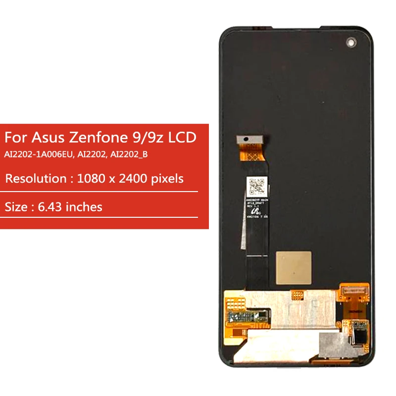 AMOLED para Asus Zenfone 9 LCD AI2202-1A006EU, AI2202, AI2202 _ B Display Touch Screen Digitador Assembly Substituição Zenfone 9z