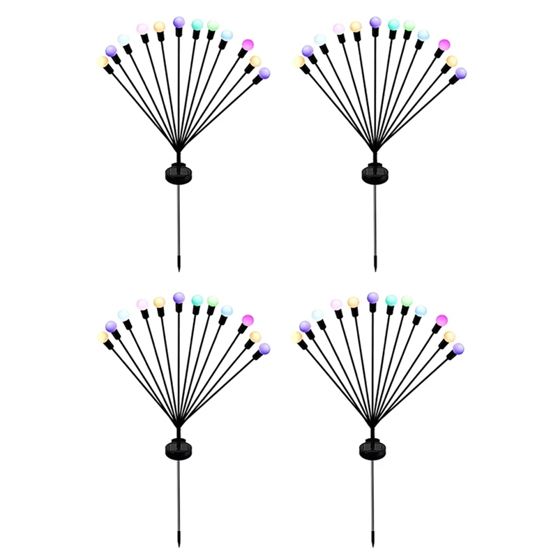 4-delige tuinverlichting op zonne-energie zwaaiend licht zwaaien door de wind, buitenverlichting 12 LED voor tuinterrasdecoratie Colo Light