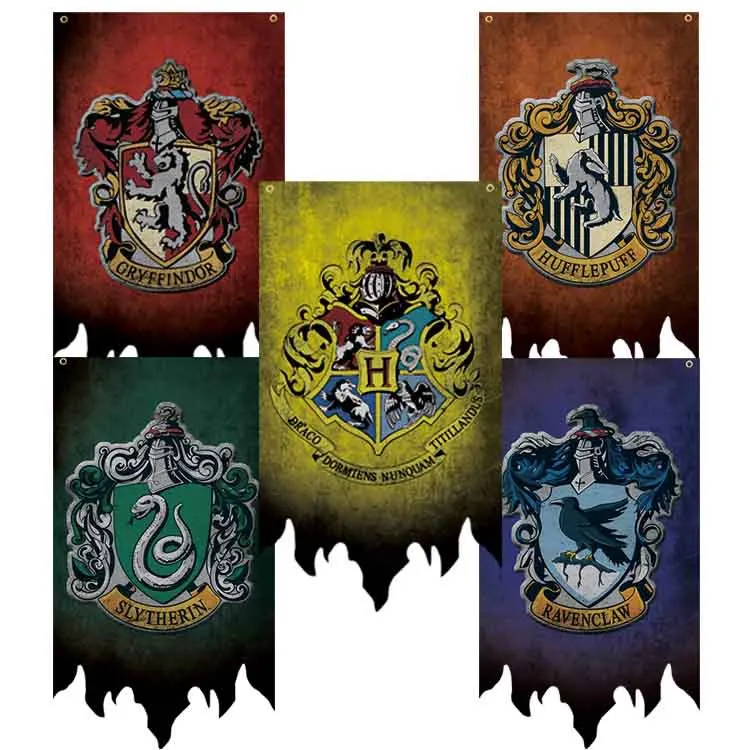 Movie Harries Themed Flag Hogwarts School of Witchcraft and Wizardry Badge Pattern Banner Party Supplies Wall Decoration