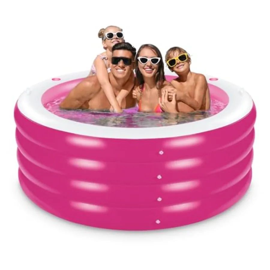 

Надувной бассейн с сиденьями, четырехуровневый, 72 x 27 дюймов, с держателями для напитков и ручками, летний семейный аквапарк для заднего двора