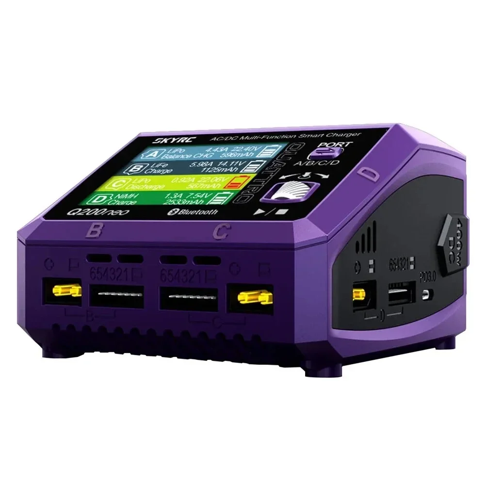 SkyRC Q200neo 4 canais AC 200W DC 400W 10A * 4 Carregador inteligente multifuncional para 1-6S Lipo LiHV LiFe LiIon 2-15S NiMH NICD Bateria