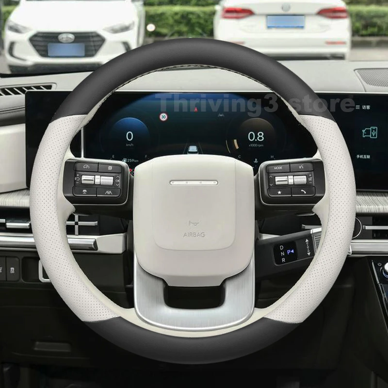 

Leather Car Steering Wheel Cover For Hyundai Santa Fe Hybrid 2006-2026 Car style Auto interior Hyundai Grandeur 2025 Accessories