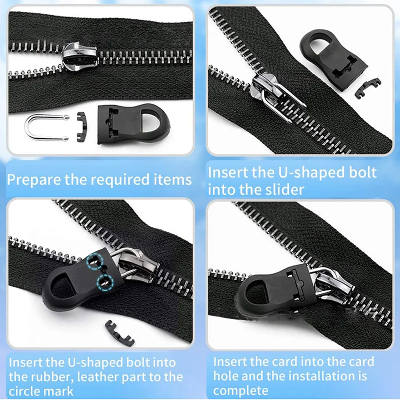 5/10Pcs Metal Zipper Pull Replacement Detachable Zipper Slider Pull Tab Repair Kit for Clothing Jacket Diy Craft Sewing Zip Head