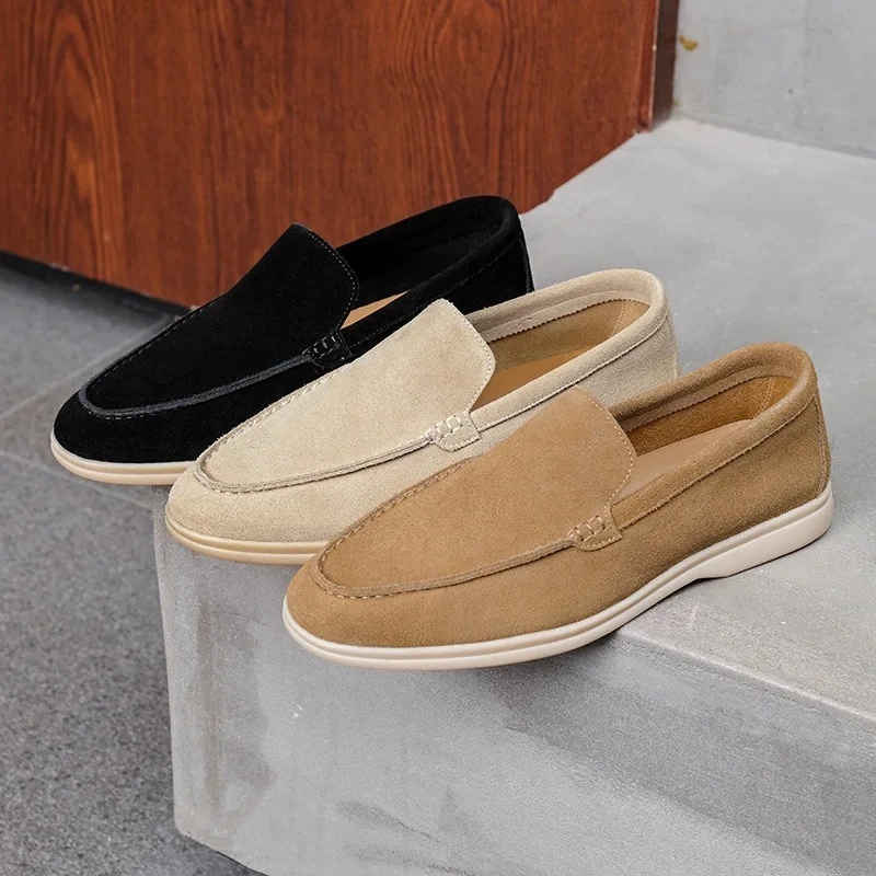 

Mens Suede Loafers Soft Sole Slip On Comfortable Flat Driving Shoes Casual Trendy