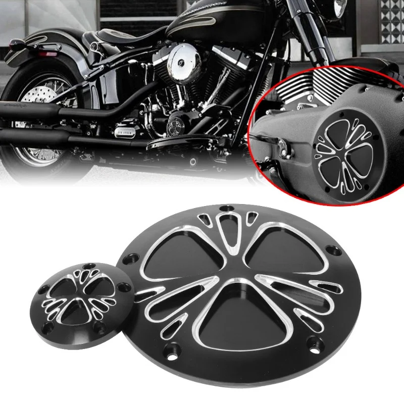 

2PCS Motorcycle 5 Holes Derby Clutch Timing Timer Cover Engine Covers For Harley Dyna Touring Softail Electra Glide FLHR FXD