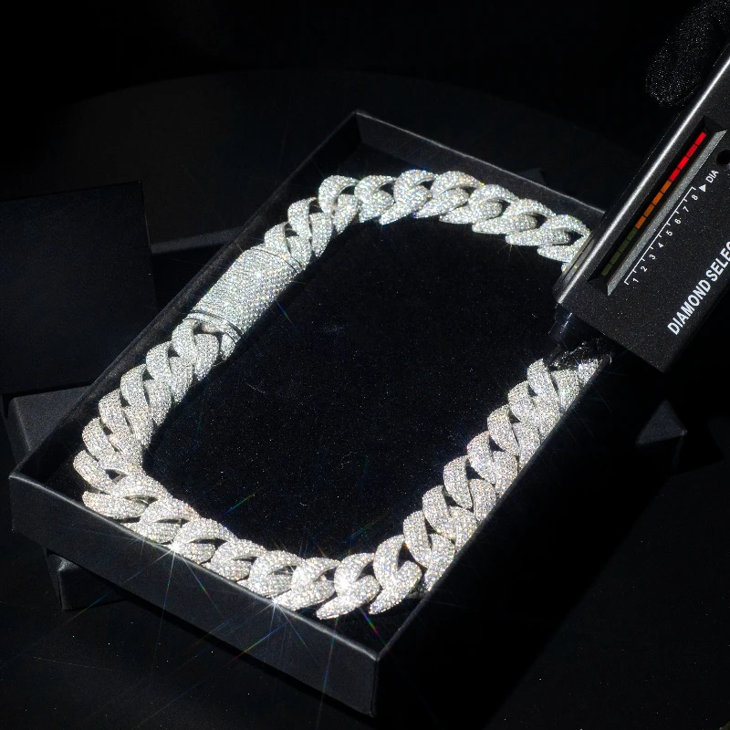 High Quality 22mm VVS Cuban Chain Necklace Custom Chilled Round Bright Cut,Gift Box Packaging Halloween Thanksgiving Gift Giving