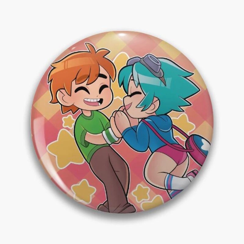 58mm Cartoon Scott Pilgrim Ramona Anime Button Pin Badge Funny Myself in Scott Style Brooch Backpack Accessories Friends Gift