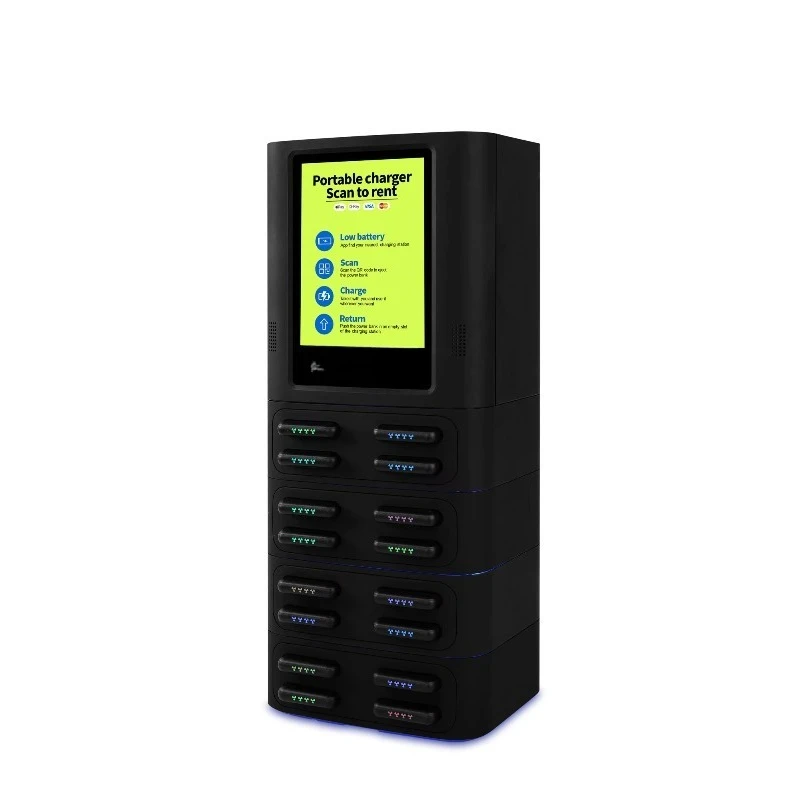 2026 New FL Output Quick Charge QR/POS Rental 16-Port Waterproof Ultra Slim Portable Power Station Charging Kiosk Customized