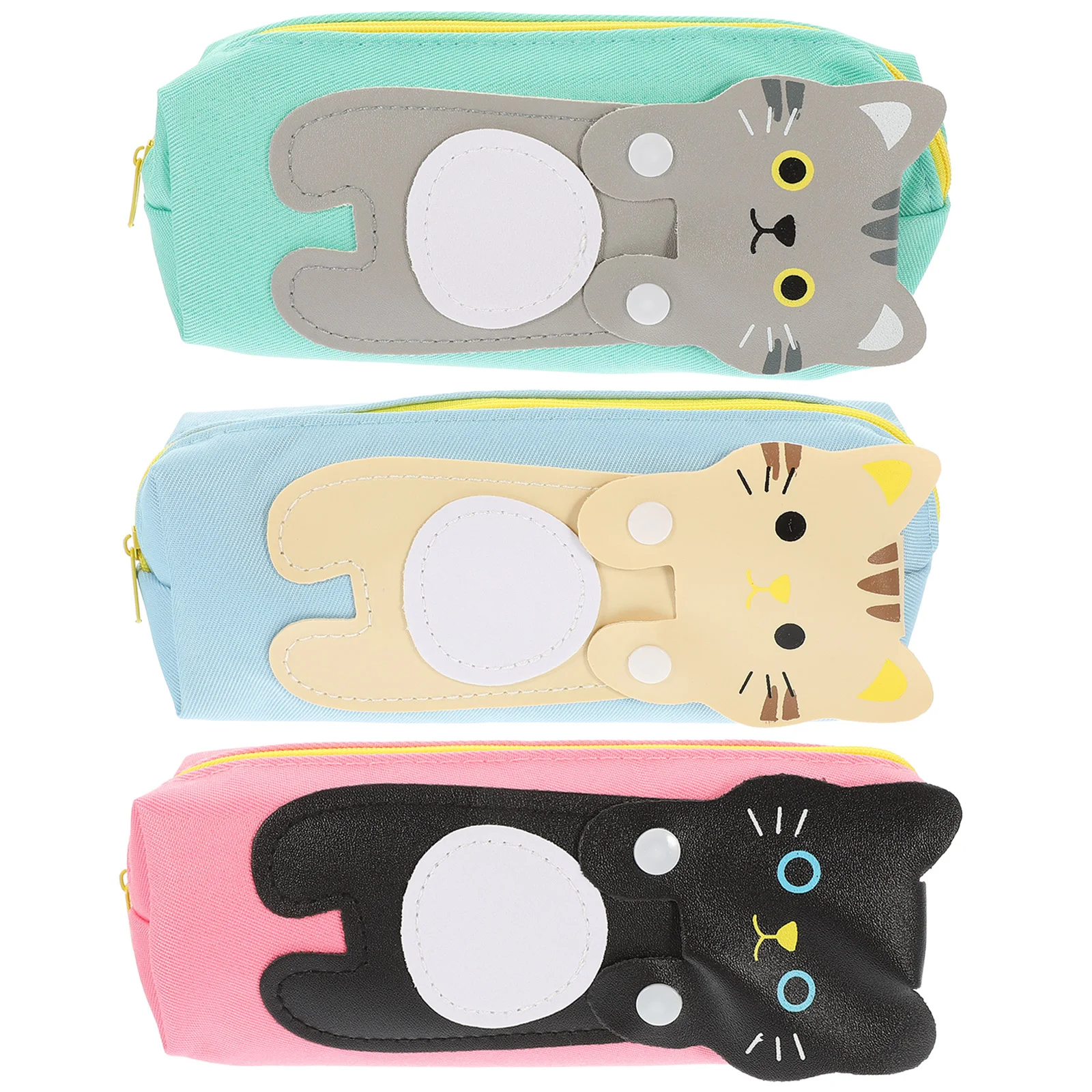 

3 Pcs Cartoon Cat Pencil Bag Case Pouch Cute Small Square for Office Canvas Student Pencils