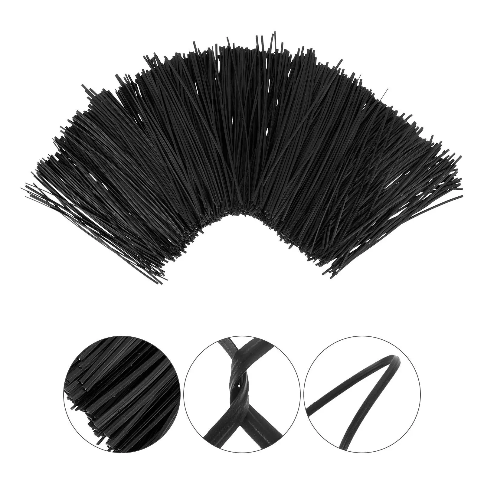 1000Pcs Data Cable Ties Plastic Coated Iron Wire Flexible Reusable Cable Wrap Organizer for Home Office Cord Wire Management