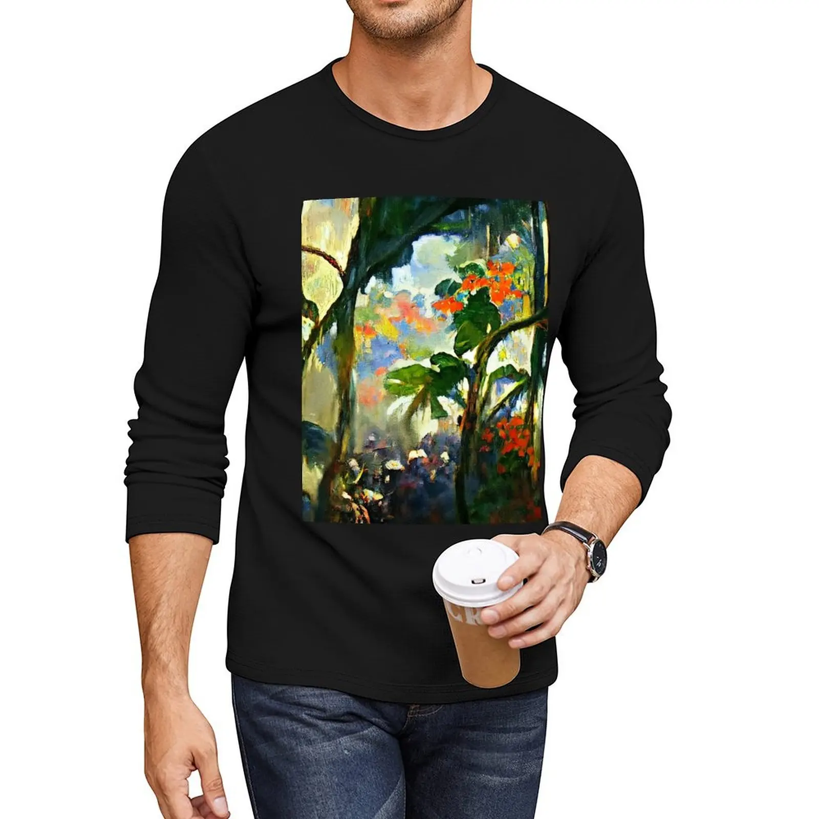 

Rainforest Jungle Paint Long T-Shirt anime t shirts for men cotton