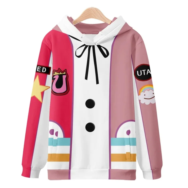 Anime UTA Luffy film Red cosplay costumes hoodies sweater women T-shirt full set outfit unisex for Halloween role play party