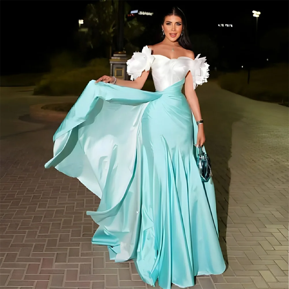 Saudi Arabia Formal Gown Prom Dearin Off-the-shoulder Floor Length Skirts 3D Flower Bespoke Occasion Dresses Evening Dress