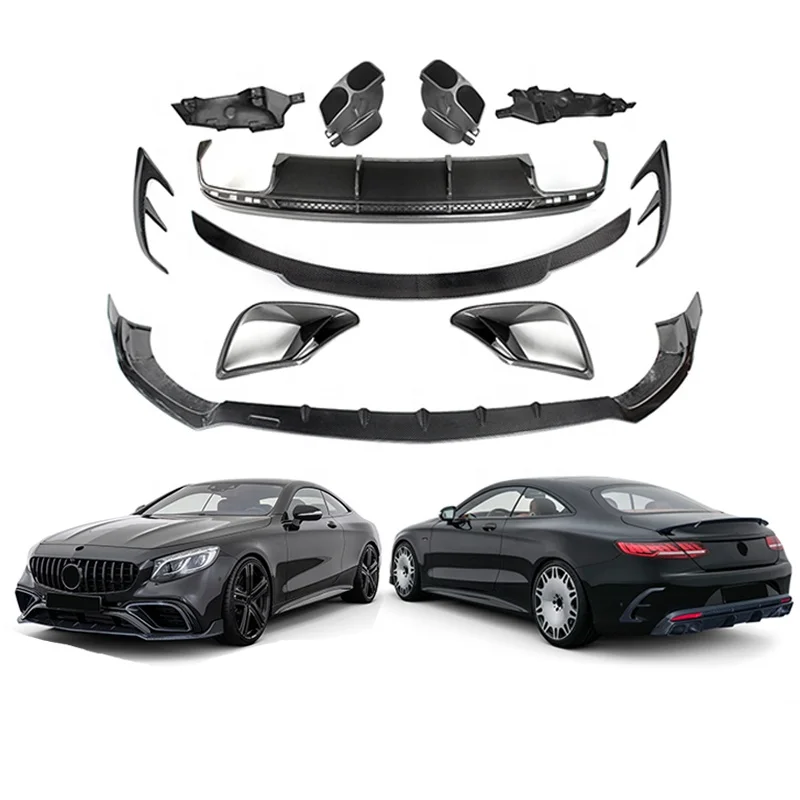 S class  C217 Coupe B style Body Systmes S63 Dry Carbon Fiber Body kit set  Kits  with front spoiler lip rear spoiler diffuser