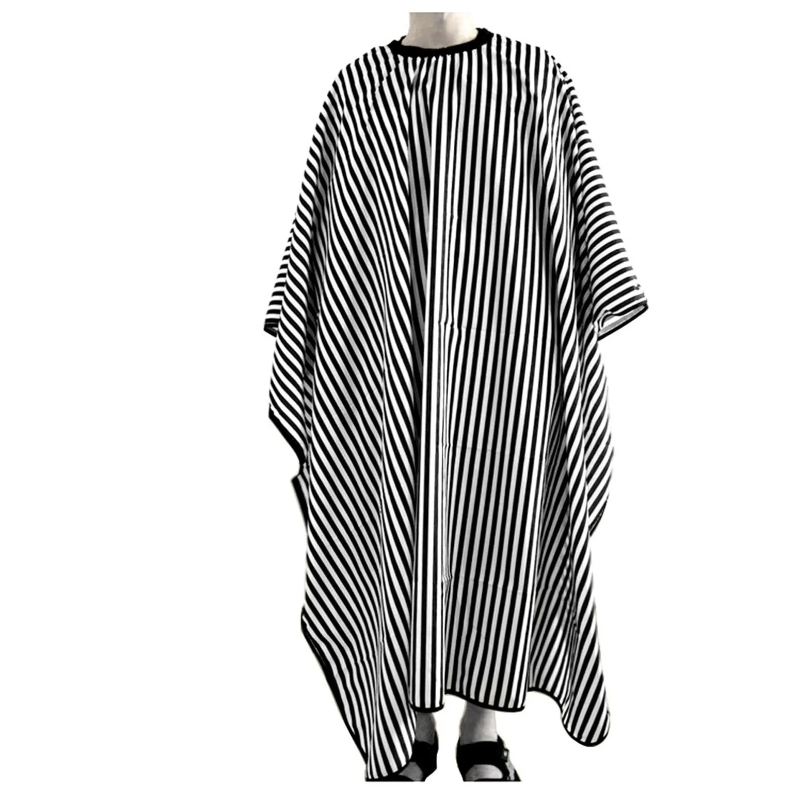 2024 New Home Decor Adjustable Black White Stripe Hairdressing Gown Hair Cutting Barbers Cape Sleeveless Hairdressing Accessory