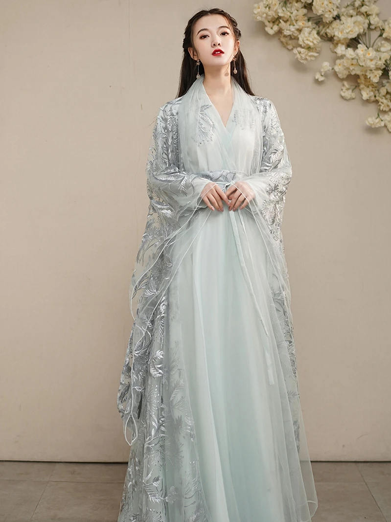 Женский костюм для народных танцев Hanfu, традиционный костюм китайской сказочной страны, сценический костюм принцессы старой династии Хань