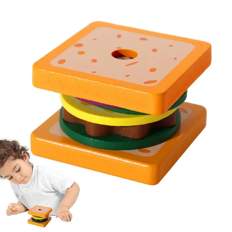 Food Stacking Game Play Food Toy For Toddler Stacking Burger Sandwich Educational Preschool Learning Toys Fine Motor Skills Toys