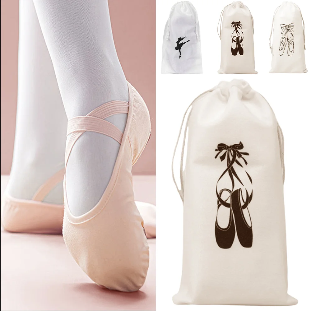 

1Pc Drawstring Ballet Shoes Bag Drawstring Flannelette Bag Ballerina Dancing Girls Shoes Storage Bag Dance Accessories