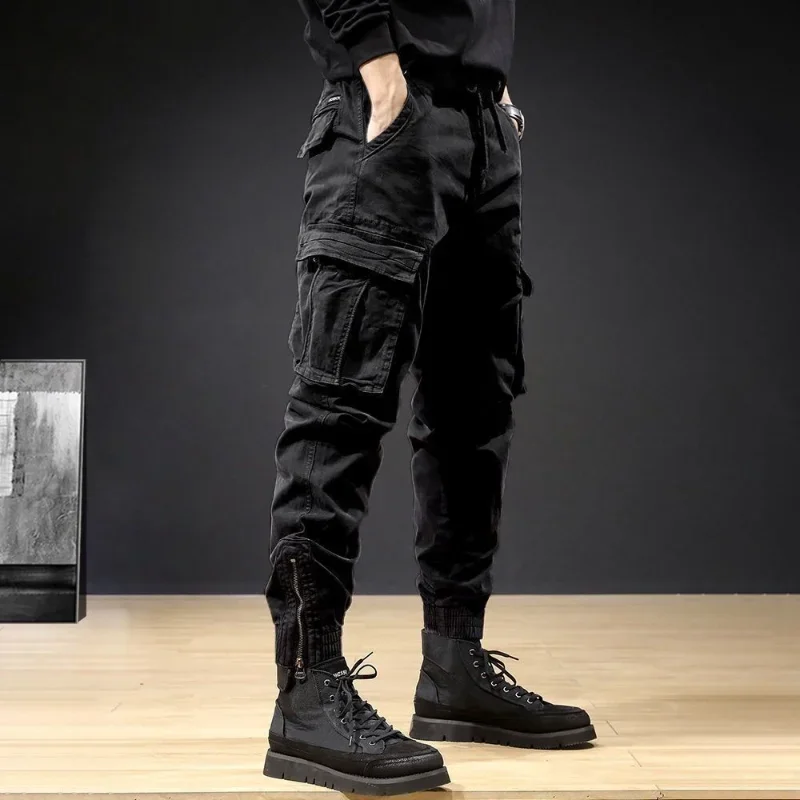 

Y2k Harem Men's Cargo Pants Navy Street Vintage Stretch Nylon Slacks Regular Fit Korean Style Joggers Harajuku Trousers for Men