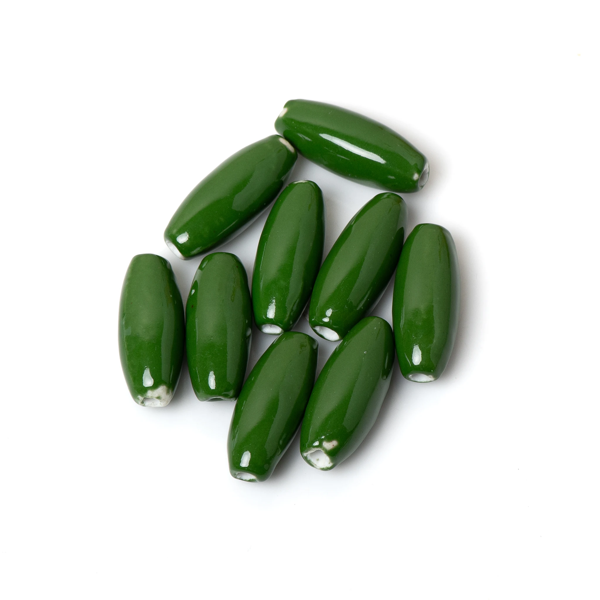 Green Oval Ceramic Beads for Jewelry Making DIY Crafts Handmade Necklace Bracelet Accessories 2PCS