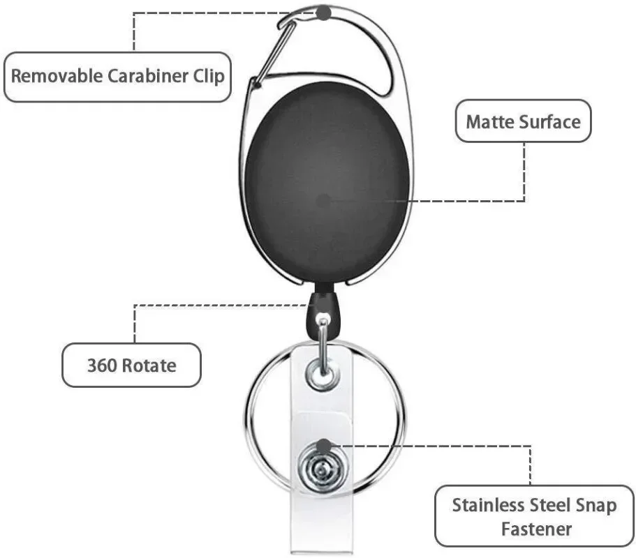 Oval Badge Reel Retractable Keychain ID Tag Employee's Pass Work Card Clip Belt Keyring Badge Holder Reel for Office Supplies