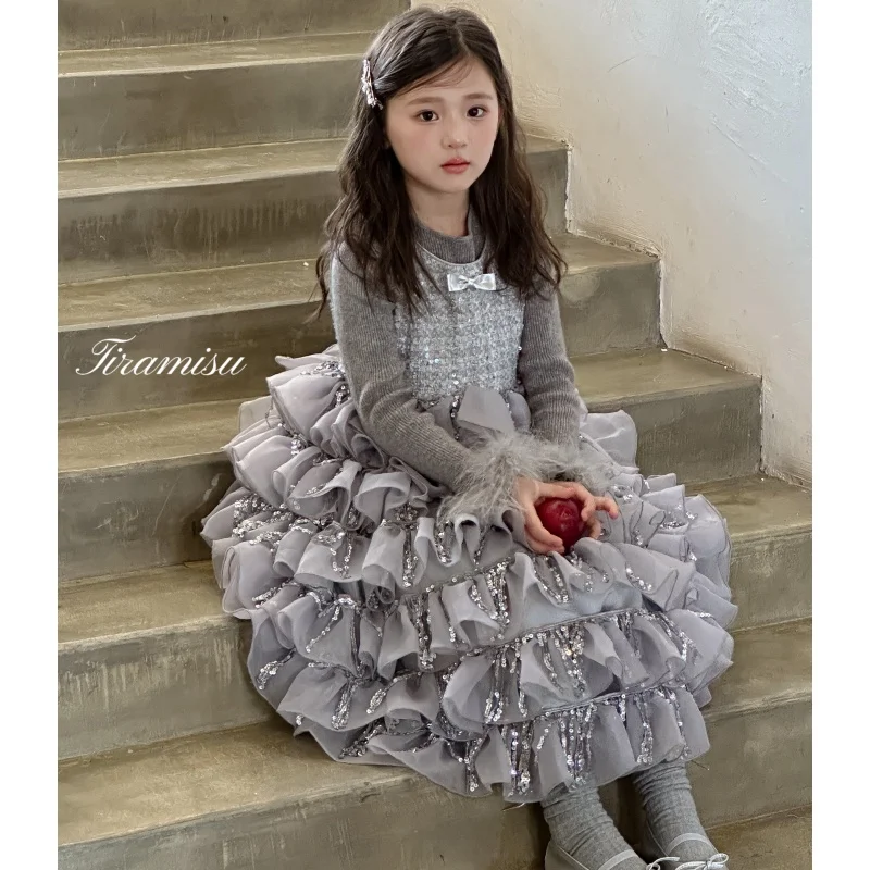 

Baby Girl Clothes Sets Size 2-11Y Kid Dress Set Child 2-Pieces Of Vest Dress+T-Shirt Bottom Korean Style Sets Toddler Dress Suit