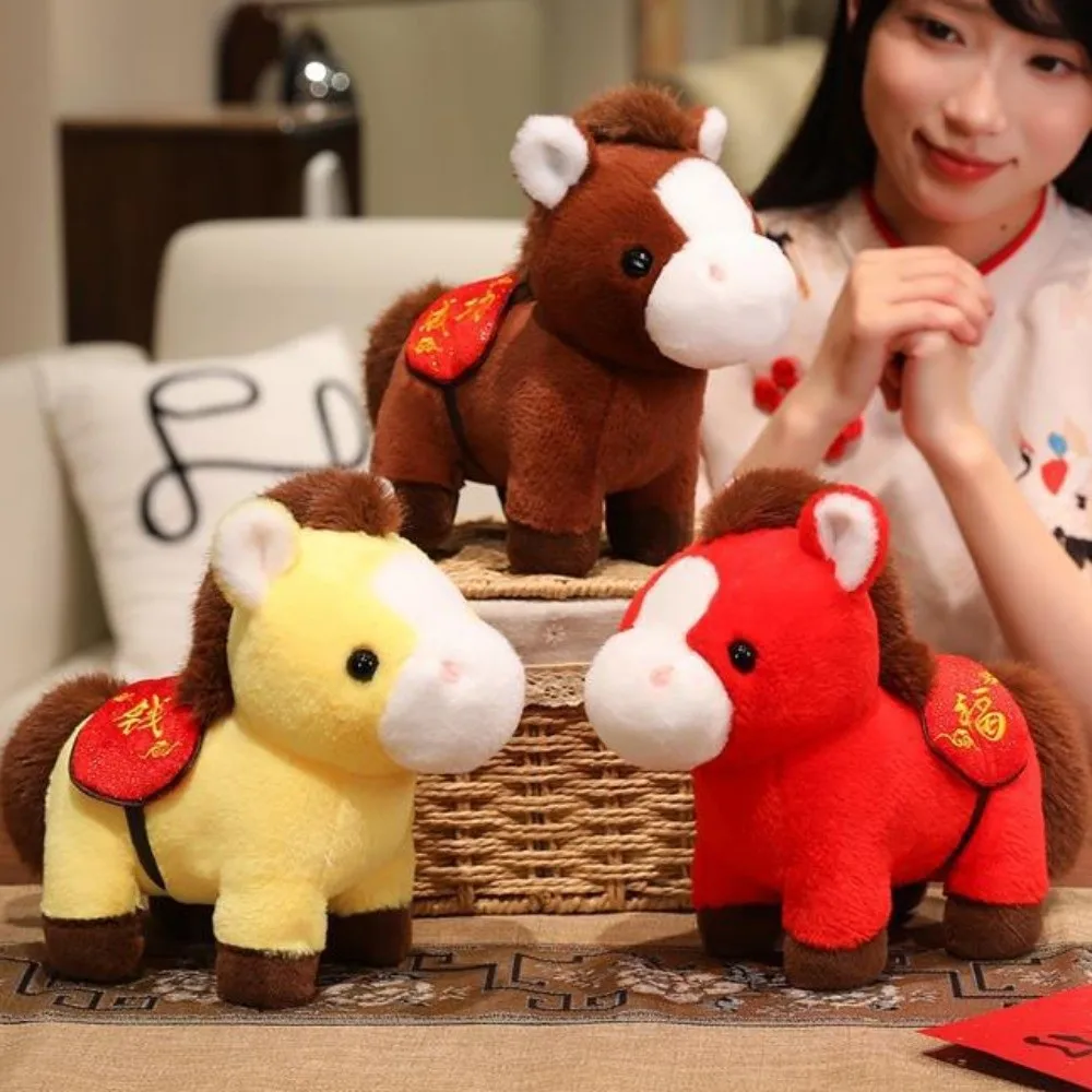 

Adorable Mascot Dolls 2026 Horse Plush Doll Good Luck Cute Stuffed Horse Toy Creative Fluffy Horse Doll Pendant Birthday Gift