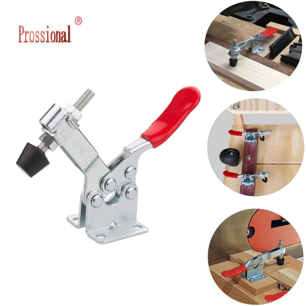 

Hand Tool Toggle Clamp, Antislip Red Horizontal Clamp, 220lbs Holding Capacity Toggle Clamp for Table Saw Jointing Jig Door