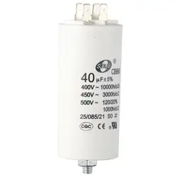 CBB60 Run Capacitor 40uF 450V AC Double Insert 50/60Hz Cylinder 94x45mm White for Air Compressor Water Pump Motor