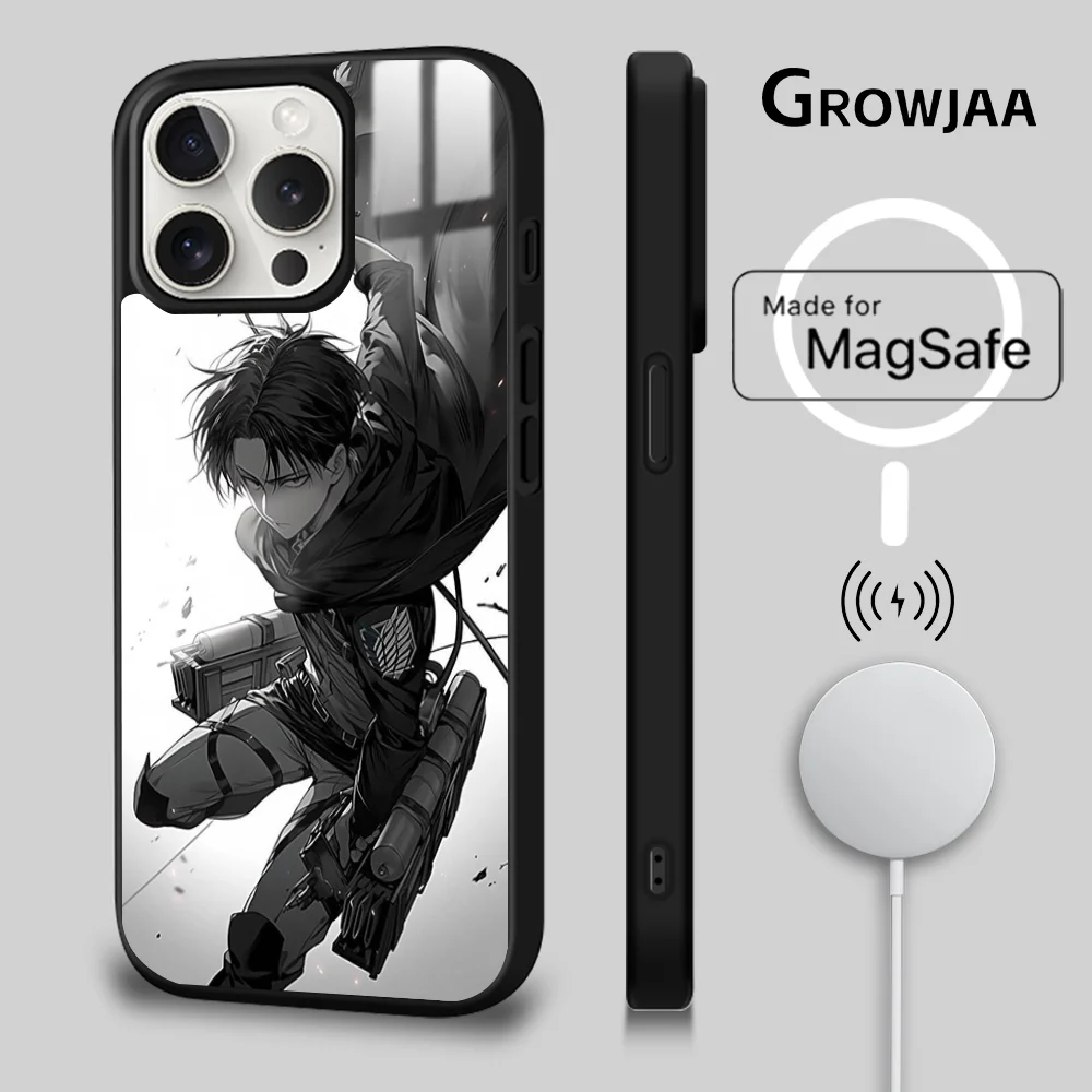 Anime Attack On Titan Phone Case For iPhone 16 15 14 13 12 11 Pro Max Plus Mini Magsafe Mirror Wireless Magnetic Cover