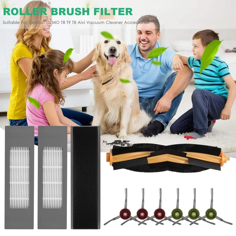 Ecovacs,deebot,ozmo,t8,t9,t8,aivi,掃除機アクセサリーに適したエッジフィルター付きローラーブラシ