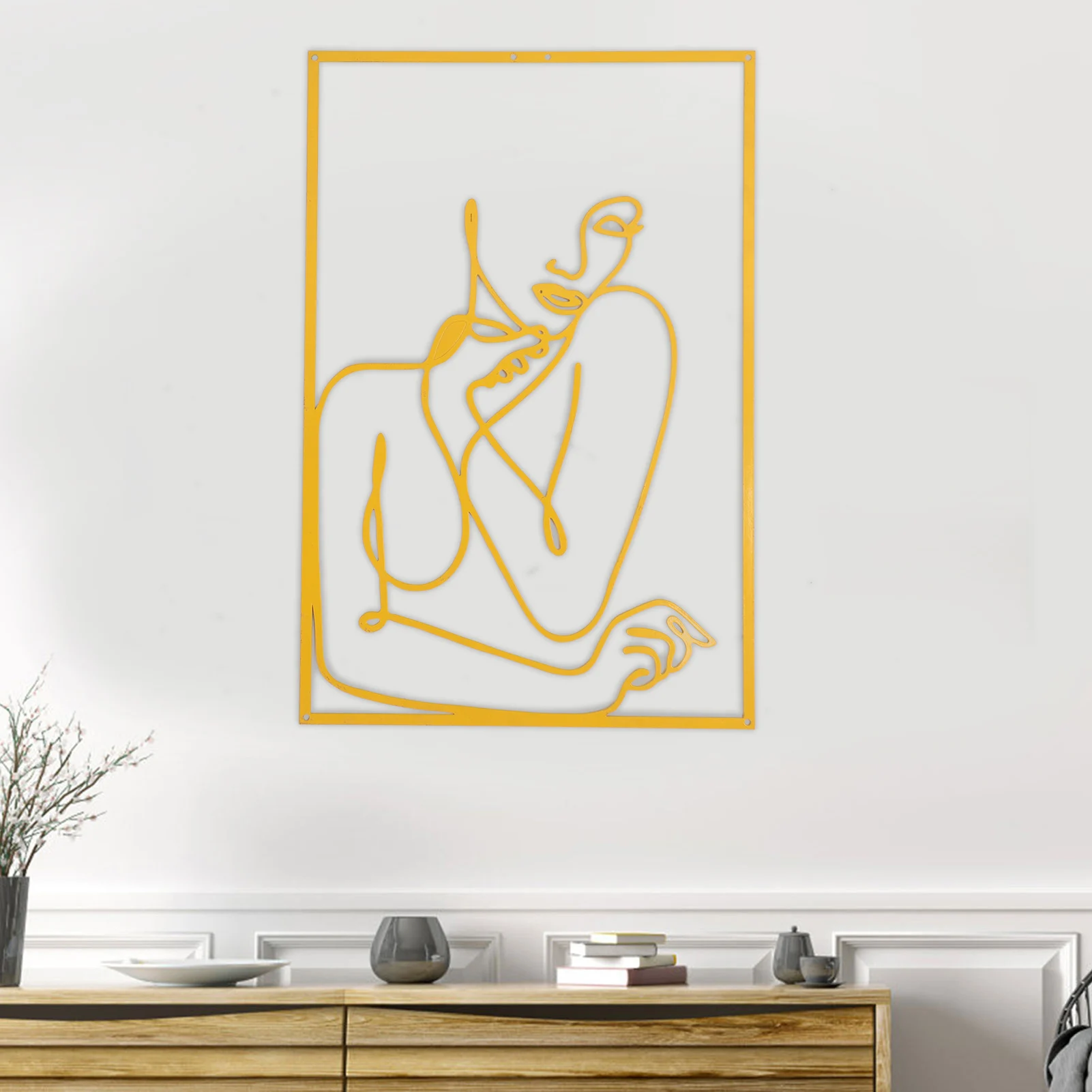 45x30cm Minimalist Female Body Wire Art Decor Abstract Metal Woman Shape Wall Decor