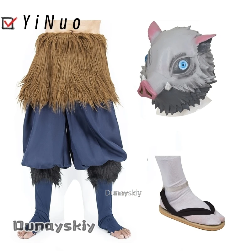 Halloween Anime Carnival Inosuke Cosplay Costume Wild Boar Mask Japanese Style Sandals Adult Masquerade Birthday Party Costumes