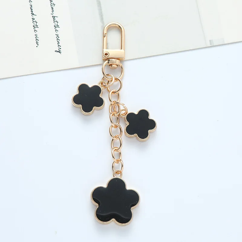 Mode kleine frische Farbe Emaille Blume Schlüssel bund für Frauen Mädchen süße Doppelseite Blume Schlüssel anhänger Tasche Auto Schlüssel Anhänger Schmuck – Detail 3
