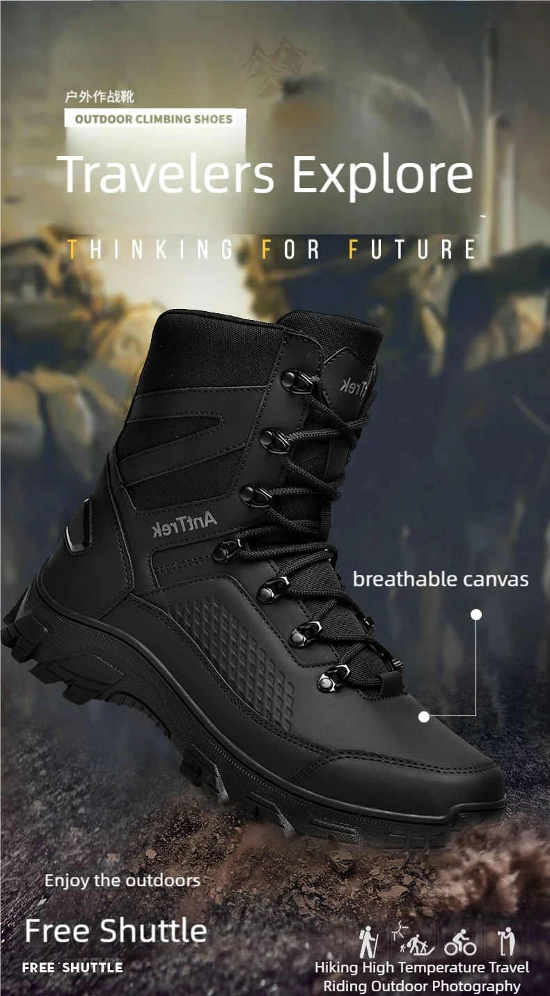 Wilde Trainingsstiefel für Herren, vier Jahreszeiten, rutschfeste, wasserdichte Outdoor-Stiefel, modische Komfort-Dschungel-Wandersneaker-Stiefel – Detail 7
