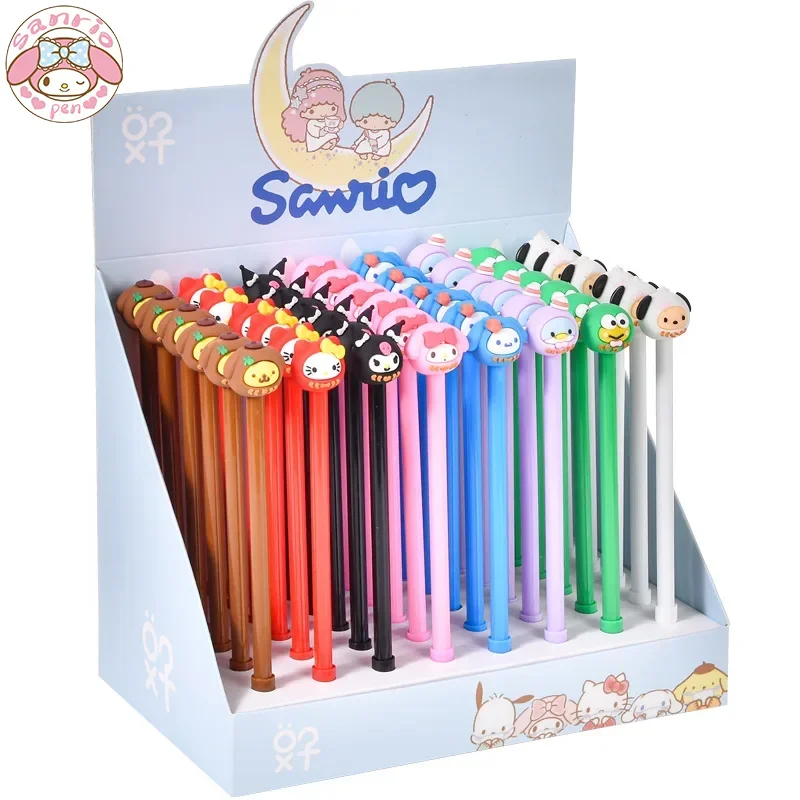 

Sanrio 48pcs Kawaii Gel Pen Cartoon Kuromi Hello Kitty Cinnamoroll 0.5 Black Pen Office Signature Pen Cute Children's Gift Pen