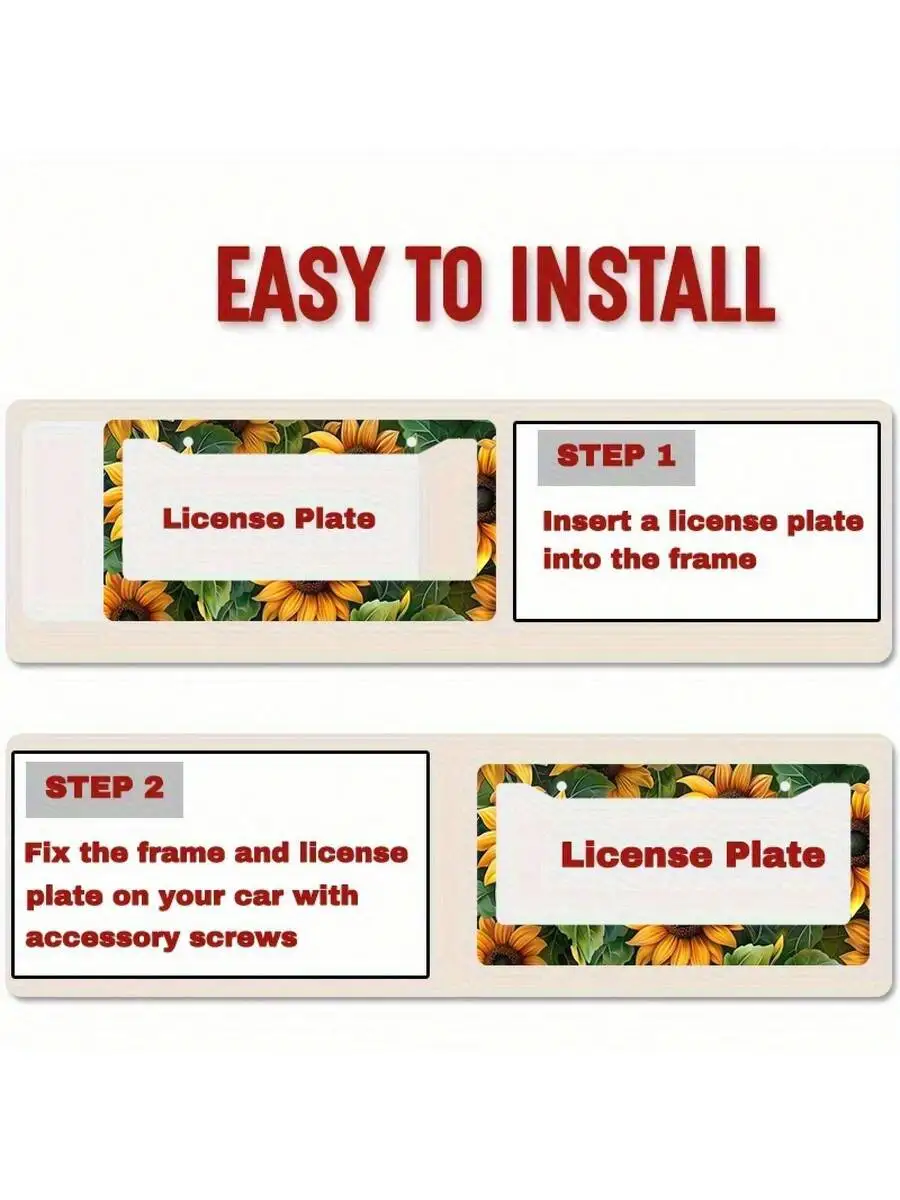 

Aluminum Alloy Sunflower Decorative Car License Plate Frame For US Front Plate