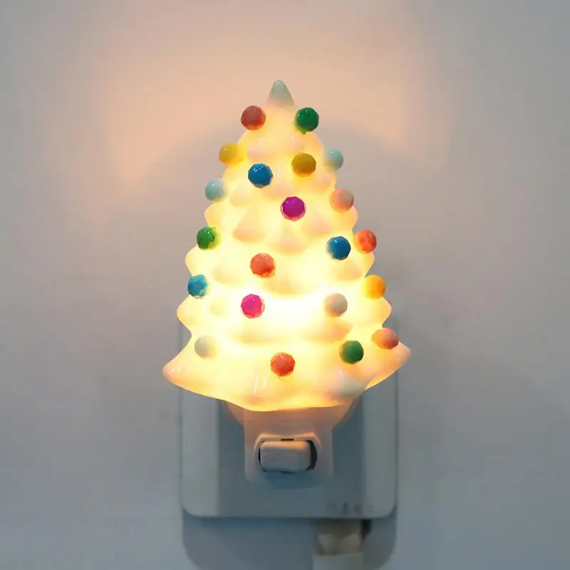 Christmas Tree Plug in Light Christmas Resin Lamp Christmas Night Lights Decorative Table Lamp for Home Bathroom Bedroom Decor